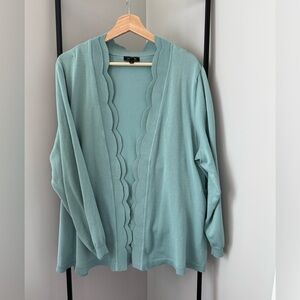 Lety & Me Chrysty Scalloped Cardigan - Light Teal